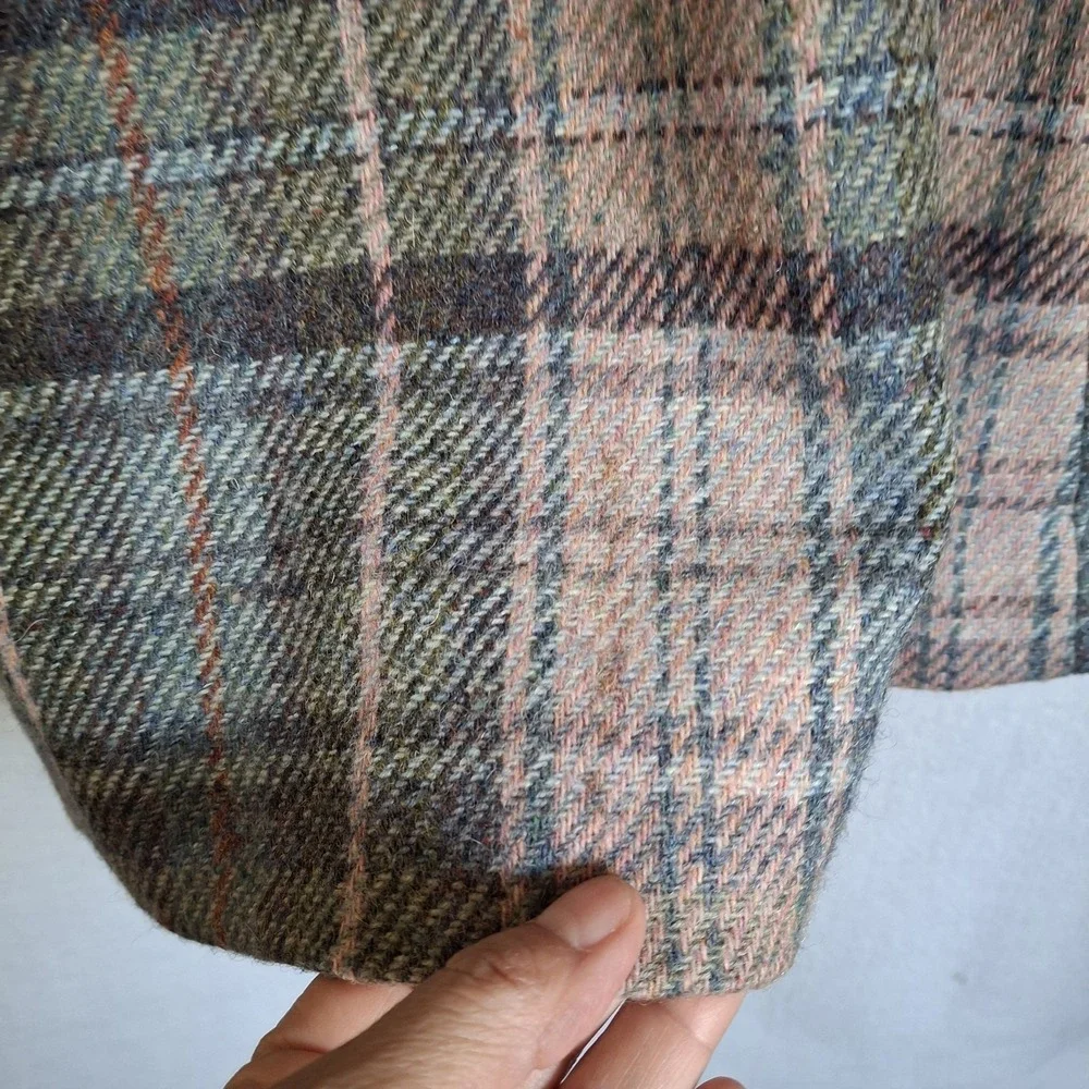 Vintage THE SPORTING LIFE Size 10 Plaid Wool Skirt Brown Pink Zip Made In USA - Picture 13 of 14